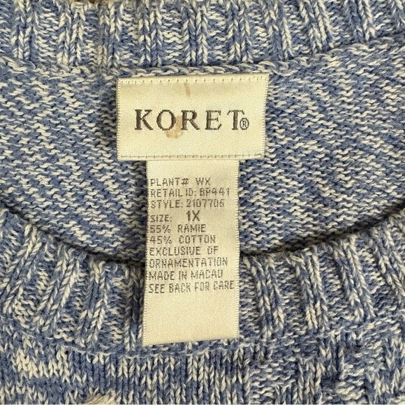 Vtg Koret Nautical Lighthouse Top Blue White Sailboat Embroidered Sz 1X Coastal - Picture 2 of 12